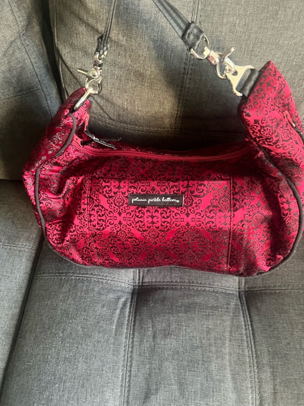 Petunia Pickle Bottom Fuchsia Damask Hobo Shoulder Bag - Picture 6 of 6